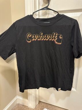 Carhartt Black Tee with Retro Gold & Pink Logo